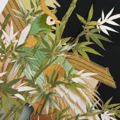 黒留袖 刺繍 鳥 金彩 素敵な加工 五つ紋 正絹 着物 MK-2237