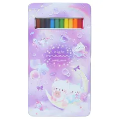 【メール便】色鉛筆 缶入り 12色 いろえんぴつ ナイトミャウ クーリア 新学期準備文具 小学生 筆記用具 プレゼント グッズ 