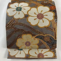 【在庫一掃】 袋帯 美品 秀品 桜 亀甲 箔 唐織 黒 六通 正絹 【中古】