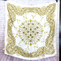 LANVIN　ランバン　大判スカーフ　ストール　シルク　ベージュ＆ゴールド　ラグジュアリー