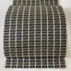 【在庫一掃】 袋帯 美品 名品 格子 幾何学模様 灰紫 全通 正絹 【中古】