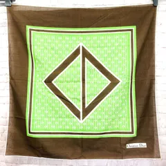 Christian Dior　クリスチャンディオール 大判スカーフ　ストール　シルク　ヴィンテージ　CD柄　ブラウン系