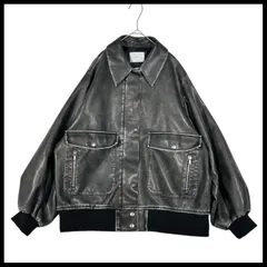 ハレ　HARE　エコレザー　フェイクレザーステンミドルブルゾン　ブラック　黒　オーバーサイズ