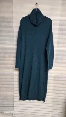 タートルネック ロング ワンピース ターコイズ