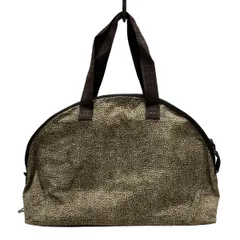 BORBONESE(ボルボネーゼ) ハンドバッグ - ベージュ×ダークブラウン FLEXOS BORBONESE