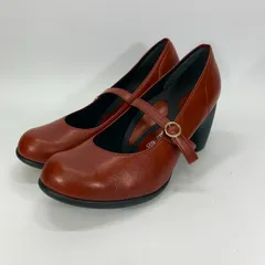 美品◯ RegettaCanoe リゲッタカヌー ストラップ パンプス 赤 太ヒール 2way L 24 24.5 レッド