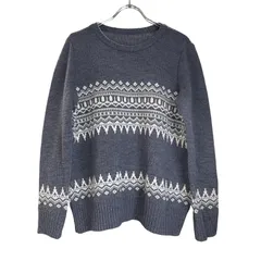 OG28 Leilian レリアン　セーター　グレーxホワイト　ノルディック柄　クルーネック　レディース　11号