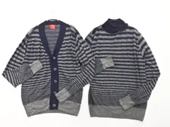 letroyes レトロワ フランス製 アンゴラ混 ボーダー アンサンブル カーディガン sizeS/グレーｘ紺 ◇■ メンズ