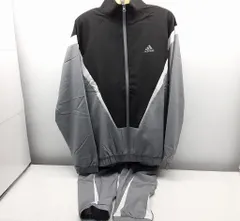 25k-388h【中古】【未使用】アディダス　ウーブン　スポーツウェア　上下セット　グレー×ブラック　メンズ　DUC68　IJ6072