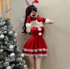 クリスマス サンタ コスプレ バニーガール うさ耳 可愛い レッド　サンタコス