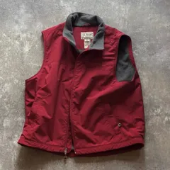 00年代 00s L.L.Bean エルエルビーン ナイロン フリース ベスト 企業 レッド 赤 グレー