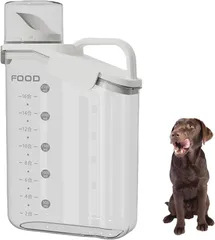 Sweet Plus ペットフードストッカー ドッグフード 餌 保存容器 密閉 キャニスター 犬 猫 食品保存容器 ドライフード 残量がわかる 計量カップ付 (2800ml/ホワイト)