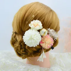 和風ヘアクリップ 手作り絹花Uピン フラワー髪飾り
