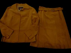 PAUL STUART ポールスチュアート スウェード調 セットアップ ジャケット スカート スーツ size6/ベージュ ◇■ レディース