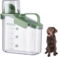 Sweet Plus ペットフードストッカー ドッグフード 餌 保存容器 密閉 キャニスター 犬 猫 食品保存容器 ドライフード 残量がわかる 計量カップ付 (1600ml/グリーン)