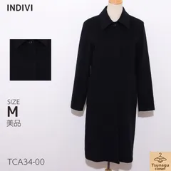 美品 INDIVI インディヴィ ジャケット・アウター ロングコート 長袖 ウール素材 シングルボタン シンプル 　ネイビー　 【TCA34-00】 送料無料　古着　レディース