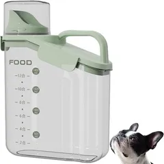 Sweet Plus ペットフードストッカー ドッグフード 餌 保存容器 密閉 キャニスター 犬 猫 食品保存容器 ドライフード 残量がわかる 計量カップ付 (2000ml / グリーン)
