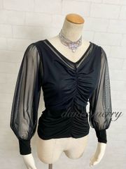 新品　豪華　社交ダンス　トップス　黒　長袖　バルーン袖　パーティ　1307 新品 社交ダンス トップス 黒 長袖 バルーン袖 ワルツ パーティ