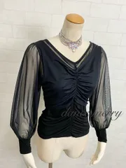 新品　社交ダンス　トップス　黒　長袖　バルーン袖　ワルツ　パーティ　レッスン　2998