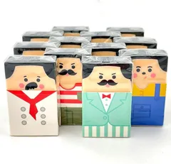 Flatland Fltland 消しゴム おじさん ハゲ おもしろ 文房具 小学生 可愛い プレゼント (12個,  8個セット-消しゴム)