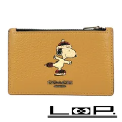 コーチ ■美品■ スヌーピー ジップ カードケース コインケース 財布 コンパクト レザー イエロー CE713【501777】11