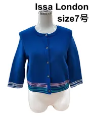 ◆ イッサロンドン Issa London カーディガン 7分袖 ラウンドネック クロップド丈 ショート ネイビー S 7号 レディース T5Y029