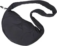 Crossmarbery(クロスマーベリー) ショルダーバッグ 半月型 レディース 斜めがけ かわいい 軽量 2way ナイロン 撥水加工 おしゃれ キルティング 上品 ふわふわ チャック付き ファスナー 軽い 大人 カジュアル (ブラック)