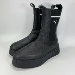 未使用に近い◯ PUMA プーマ メイズ スタック チェルシー ブーツ サイドゴア ブラック 24 厚底 レザー