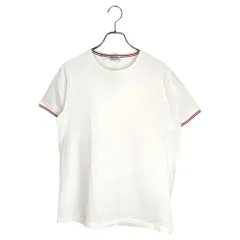 MONCLER モンクレール アイコンパッチ トリコロールリブライン クルーネック カットソー 半袖 Tシャツ I10918C71600 87296 L ホワイト メンズ