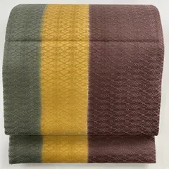 【在庫一掃】 袋帯 美品 秀品 縞 幾何学 紫 全通 正絹 【中古】