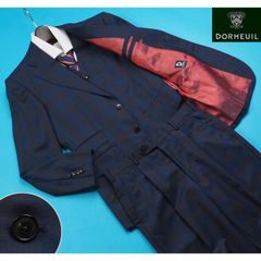 新品定価34.1万円 オンワード樫山 DORMEUIL IDENTITY『DORMEUIL ドーメル 15 POINT 7』Super160 スリーピーススーツ D8/96(A6程)紺 660310