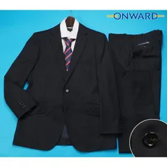 新品9.7万円 オンワード樫山  日本製 春秋冬 ウール混 ソリッド無地 ブラック スーツA104黒 882575