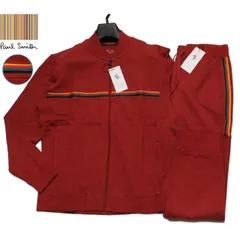 新品正規品 Paul Smith ポールスミス アーティストストライプ 裏パイル 上下セットアップ スーツ ジャケット/パンツLL赤(026)7032/7795
