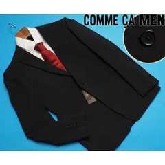 新品定価4.7万円 COMME CA MEN コムサメン ポリストレッチ ストライプ ジャケット50(LLサイズ相当)黒(05) 04GD09