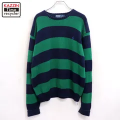 90s vintage RALPH LAUREN ボーダー柄 コットン ニットセーター メンズ 表記Lサイズ