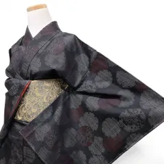 未着用　小紋　大島紬　泥染め　雪輪　松竹梅　着物　123b p ms
