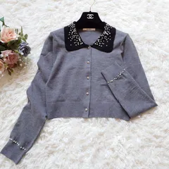 スナイデル　SNIDEL　24AW　USAGI ONLINE限定　ビジューカラーニットカーディガン　パール　Y2K　短丈　ショート丈　バイカラー　フリーサイズ　グレー　灰色　ブラック　黒