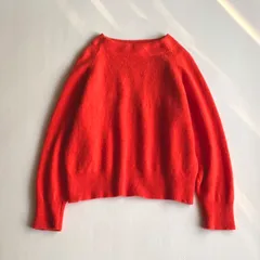 UNFILO カシミヤブレンド オフネックニット レッドオレンジ 朱色 Mサイズ