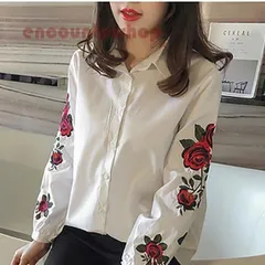 セール花柄刺繍ブラウス 刺繍入りシャツ パンチング 刺繍レース ブラウス レディース トップスポイント