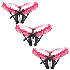 【新品】 WHITE FANG(ホワイトファング) Tバック 下着 パール 花柄 紐パン パンツ ショーツ 3枚セット セクシー レディース TT12S3 (3枚セットL)