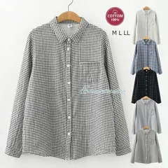 シャツ 秋 秋服 レディース 長袖 トップス チェック 綿100％ シャツブラウス チェックシャツ コットン100％
