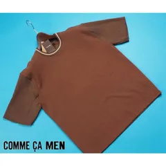 新品定価1.6万円 COMME CA MEN コムサメン ニットリブコンビ TシャツL茶(14) 42TE01