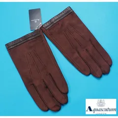新品正規 Aquascutum アクアスキュータム 本革レザー ステッチ装飾 手袋/グローブ 手囲い25cm(L)茶 AQ36041のサムネイル