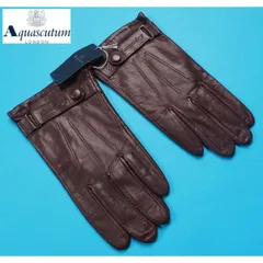 新品正規 Aquascutum アクアスキュータム 本革レザー ステッチ装飾 手袋/グローブ 手囲い24cm(M)茶 AQ310083のサムネイル