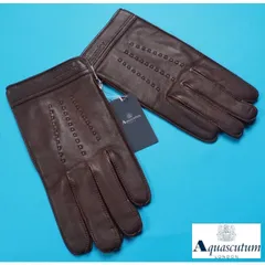 新品正規 Aquascutum アクアスキュータム 羊革レザー ステッチ装飾 手袋/グローブ 手囲い24cm(M)茶 AQ38072のサムネイル