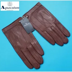 新品正規 Aquascutum アクアスキュータム 羊革レザー ステッチ装飾 手袋/グローブ 手囲い24cm(M)茶 AQ38053のサムネイル