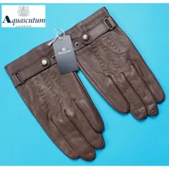 新品正規 Aquascutum アクアスキュータム 羊革レザー ステッチ装飾 手袋/グローブ 手囲い25cm(L)茶 AQ38044のサムネイル