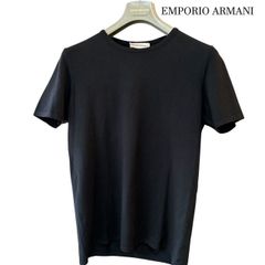 エンポリオアルマーニ　EMPORIO ARMANI　半袖ニットTシャツ　ブラック　ビスコースブレンド　ユニセックス