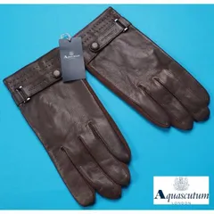 新品正規 Aquascutum アクアスキュータム 本革レザー ステッチ装飾 手袋/グローブ 手囲い25cm(L)茶 AQ38016のサムネイル