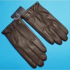 新品正規 Aquascutum アクアスキュータム 羊革オールレザー ステッチ装飾 中厚手 手袋/グローブ 手囲い25cm(L)茶 AQ38026のサムネイル